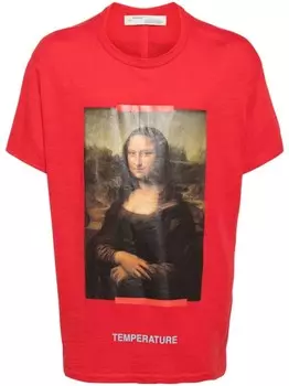 Off-White футболка из хлопка с графическим принтом, красный