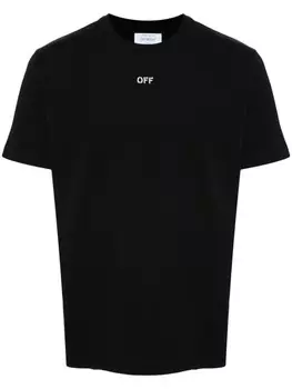 Off-White футболка из хлопка с вышитым логотипом, черный