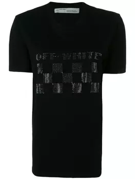 Off-White футболка с декорированным логотипом, черный