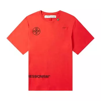 Off-White Футболка с диагональным трафаретом в стиле импрессионизм, Красная