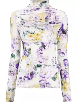 Off-White футболка с длинными рукавами и узором, зеленый