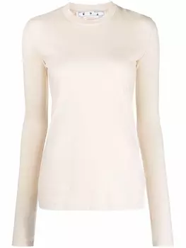 Off-White футболка с длинными рукавами и полосками Diag, нейтральный цвет