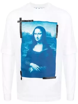 Off-White футболка с длинными рукавами и принтом Monalisa, белый