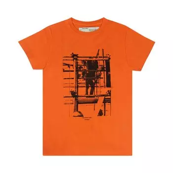 Off-White Футболка с индустриальным принтом Оранжевый