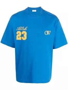 Off-White футболка с логотипом, синий