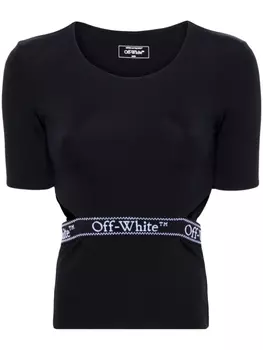 Off-White футболка с открытой спиной и логотипом, черный