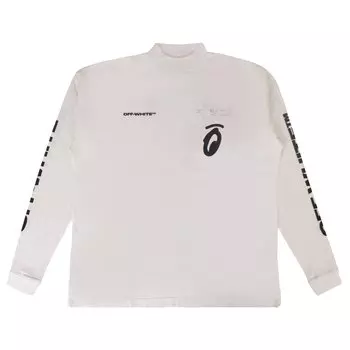 Off-White Футболка с воротником-стойкой и разрезом Arrow, цвет Белый