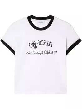 Off-White футболка с вышитым логотипом, белый