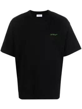 Off-White футболка с вышитым логотипом, черный