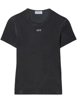 Off-White футболка с вышитым логотипом, серый