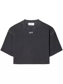 Off-White футболка с вышитым логотипом, серый