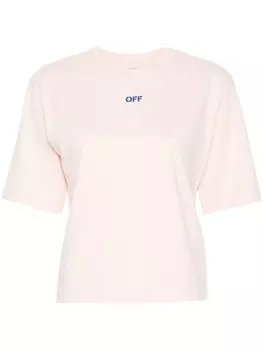 Off-White футболка с вышивкой Arrows, розовый