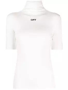 Off-White футболка с высоким воротником и логотипом, белый