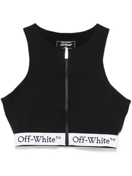 Off-White гребной топ на молнии, черный