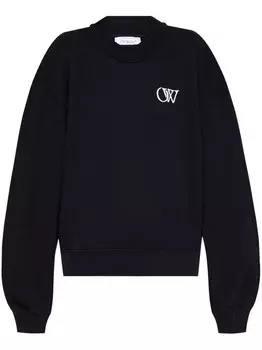 Off-White хлопковая толстовка с вышитым логотипом, черный