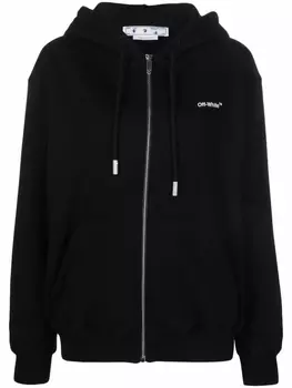 Off-White худи на молнии с полосками, черный