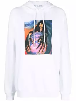 Off-White худи с графичным принтом, белый