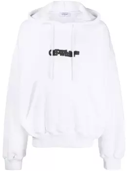Off-White худи с кулиской и логотипом, белый