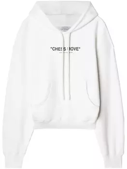 Off-White худи с кулиской и надписью, белый