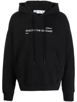Off-White худи с кулиской и надписью, черный