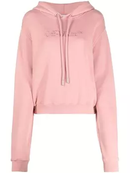 Off-White худи с кулиской и вышитым логотипом, розовый