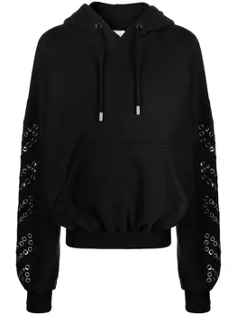 Off-White худи с люверсами и полосками Diag, черный