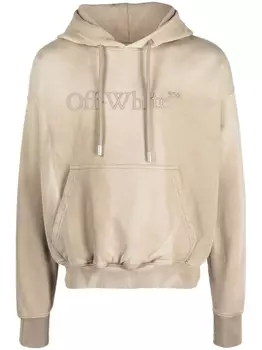 Off-White худи с тисненым логотипом, нейтральный цвет