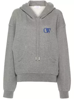 Off-White худи с вышитым логотипом, серый