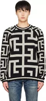 Off-White и черный макси-свитер с монограммой Balmain