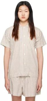 Off-White и коричневая пижамная рубашка с коротким рукавом Tekla