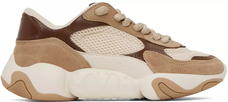 Off-White и коричневые кроссовки Bubbleback Valentino Garavani