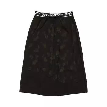 Off-White Юбка-трапеция с поясом и логотипом, цвет Черный
