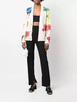 Off-White кардиган с цветочной вышивкой, белый