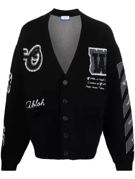 Off-White кардиган вязки интарсия, черный