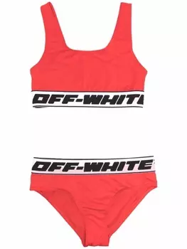 Off-White Kids бикини с логотипом, красный