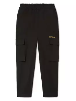 Off-White Kids брюки карго Bookish, черный