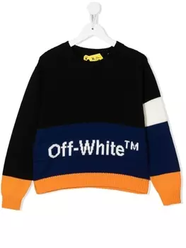 Off-White Kids джемпер из вирджинской шерсти с вышитым логотипом, черный