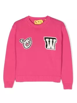 Off-White Kids джемпер с нашивкой OW, розовый