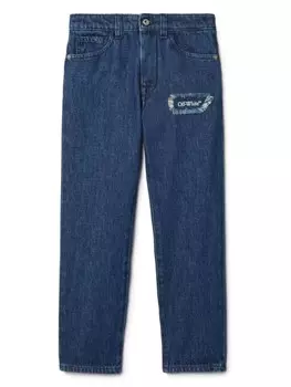 Off-White Kids джинсы Bookish прямого кроя, синий