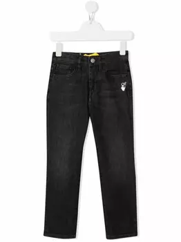 Off-White Kids джинсы Slim-Diag с логотипом, черный