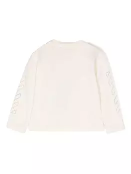 Off-White Kids футболка из хлопка с длинными рукавами и логотипом Bookish, нейтральный цвет