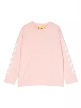 Off-White Kids футболка с длинными рукавами и принтом Arrow, розовый