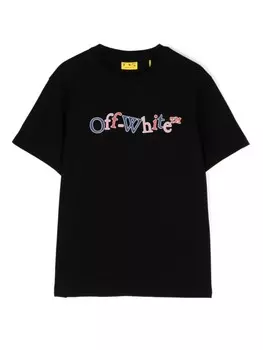 Off-White Kids футболка с графичным принтом, черный