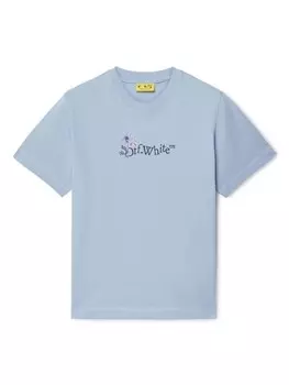 Off-White Kids футболка с логотипом Arrow Flowers, синий