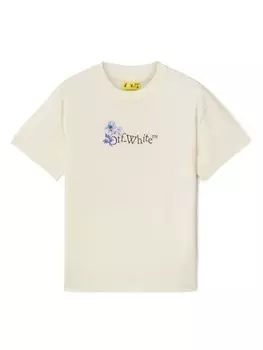 Off-White Kids футболка с логотипом Arrow Flowers, белый