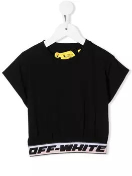 Off-White Kids футболка с логотипом, черный