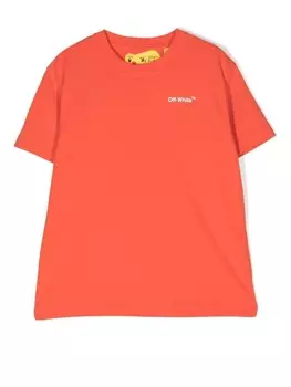 Off-White Kids футболка с логотипом, красный