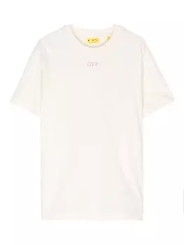 Off-White Kids футболка с логотипом, нейтральный цвет