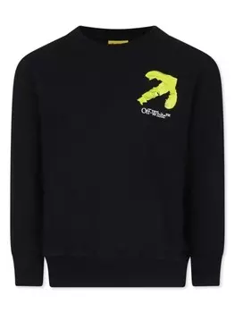Off-White Kids хлопковая толстовка с принтом стрелы, черный