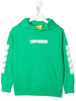 Off-White Kids худи Glow In The Dark с логотипом, зеленый